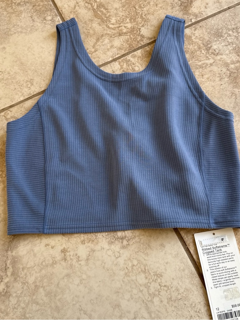 lululemon athletica Ribbed Crop Tank in Slate Blue